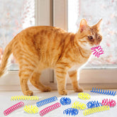 KUTKUT 24Pcs Cat Toys for Indoor Cats, Cat Big Springs Cat Interactive Toy for Swatting, Biting, Hunting Cat Creative Toy to Kill Time and Keep Fit Colorful Plastic Spring